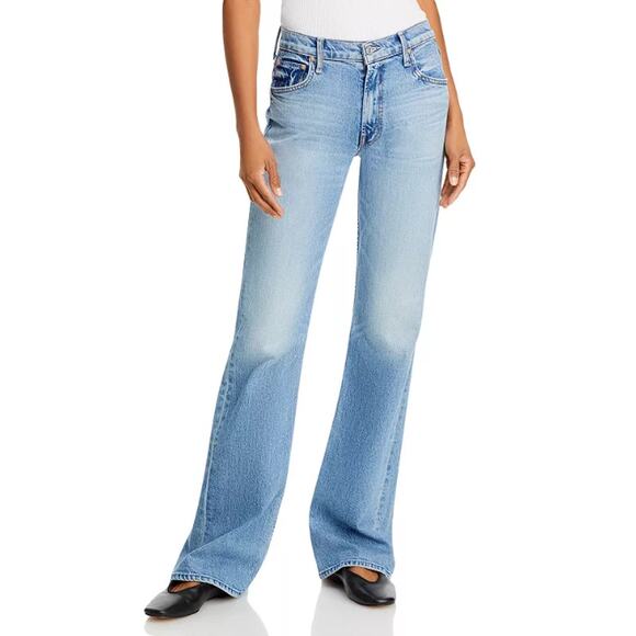 MOTHER JEANS WOMENS 31 BOOKIE HEEL HIGH RISE BOOTCUT ARE WE THERE YET BLUE NEW - Picture 1 of 13